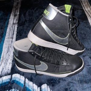 Nike Blazers US size 12 black silver and volt green